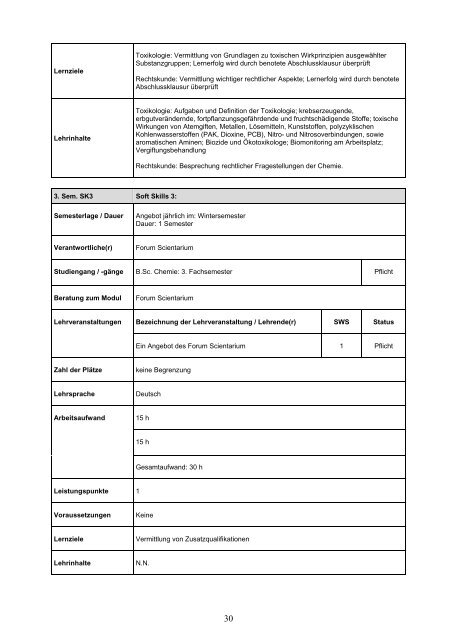 modulhandbuch bachelorstudiengang chemie - UniversitÃ¤t TÃ¼bingen