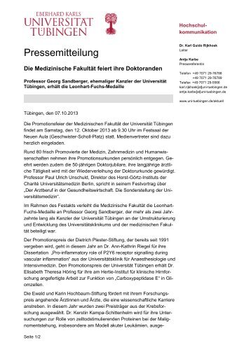 Pressemitteilung - Universität Tübingen