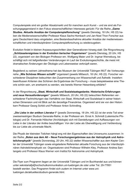 Pressemitteilung - Universität Tübingen