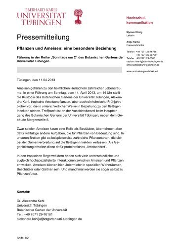 Pressemitteilung - Universität Tübingen