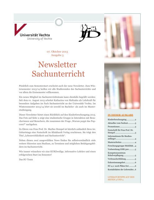 Newsletter Oktober 2013_131007 - Universität Vechta