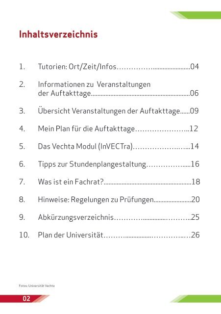 Die InfobroschÃ¼re der Auftakttage 2013 finden ... - UniversitÃ¤t Vechta