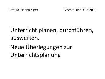 (Oldenburg): Unterricht planen, durchführen, auswerten