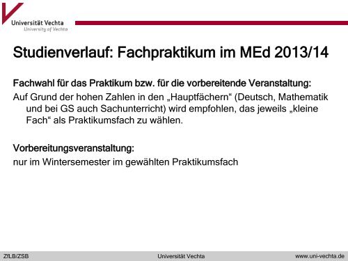 Der Übergang in den Master of Education 2013 ... - Universität Vechta
