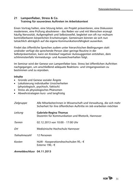 HÜW-Programm Oktober 2013 - Universität Vechta