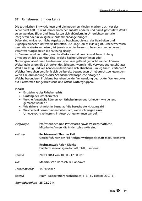 HÜW-Programm Oktober 2013 - Universität Vechta