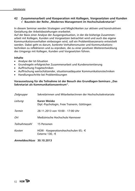 HÜW-Programm Oktober 2013 - Universität Vechta