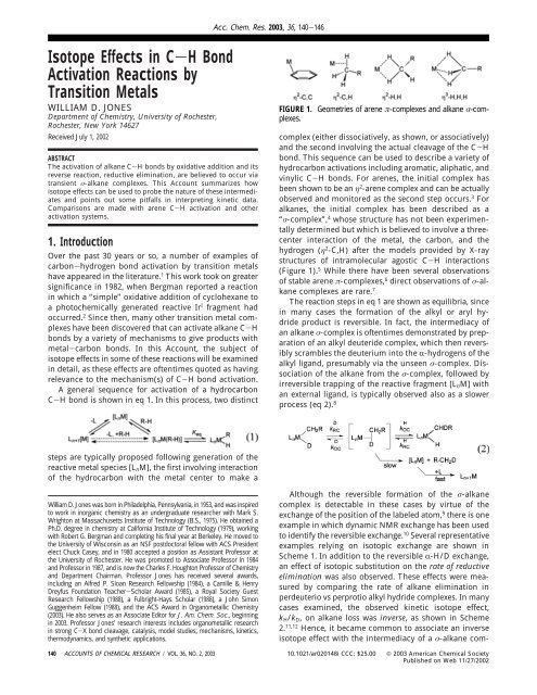 Isotope Effects in C-H Bond Activation Reactions by Transition Metals