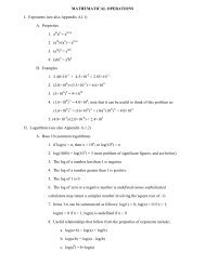 MATHEMATICAL OPERATIONS I. Exponents (see also Appendix A1 ...
