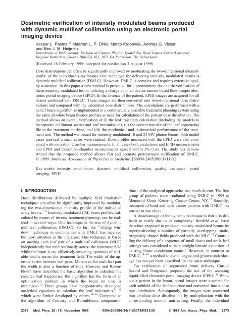 Dosimetric verification of intensity modulated beams produced with ...