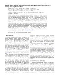 Quality assurance of the multileaf collimator with helical tomotherapy ...