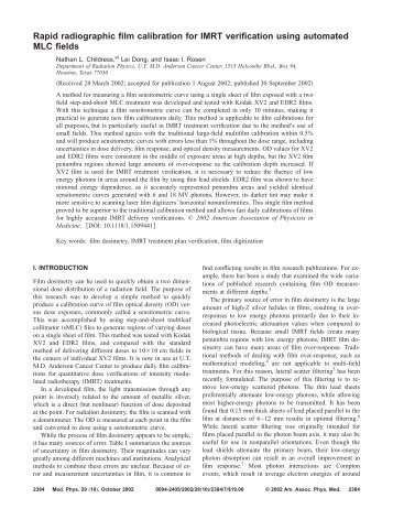 Rapid radiographic film calibration for IMRT verification using ...