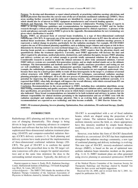 intensity-modulated radiotherapy: current status and issues