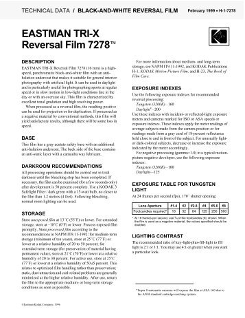 EASTMAN TRI-X Reversal Film 7278â¢ - super8 reversal lab