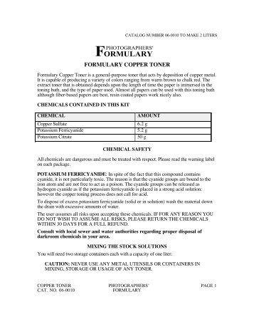 Formulary Copper Toner