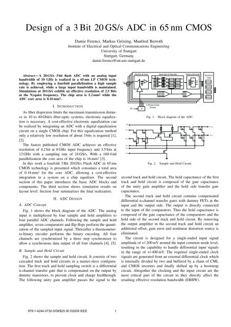 Design of a 3Bit 20GS/s ADC in 65nm CMOS