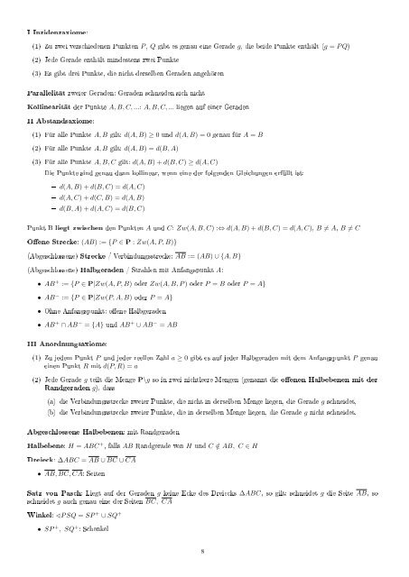 Elemente der Geometrie - Formelsammlung