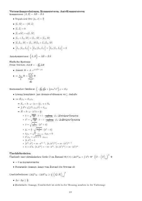 Theoretische Physik C fÃ¼r das Lehramt - Formelsammlung