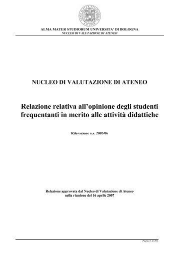 Relazione opinione studenti a.a. 2005-06 - UniversitÃ  di Bologna