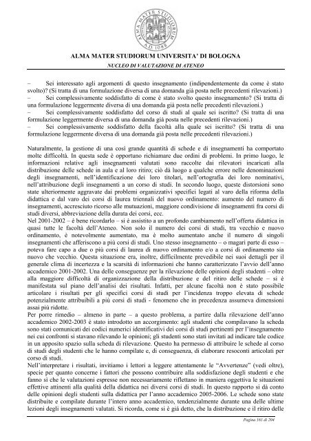 Relazione opinione studenti a.a. 2005-06 - UniversitÃ  di Bologna