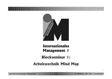 Internationales Management 1 Blockseminar 1 - an der Universität ...