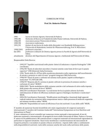 CURRICULUM VITAE Prof. Dr. Roberto Pinton