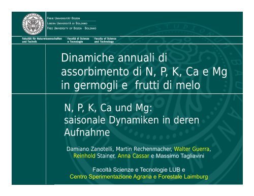 Dinamiche annuali di assorbimento di N, P, K, Ca e ... - Fertirrigazione