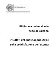 Biblioteca universitaria sede di Bolzano I risultati del questionario ...