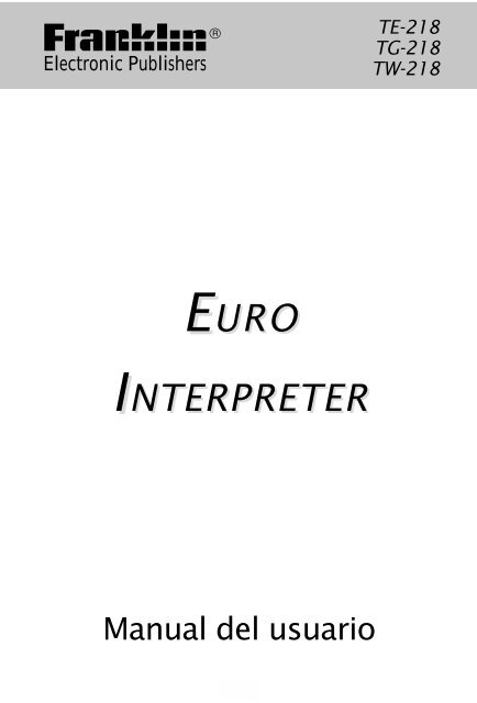 EURO INTERPRETER - Franklin Electronic