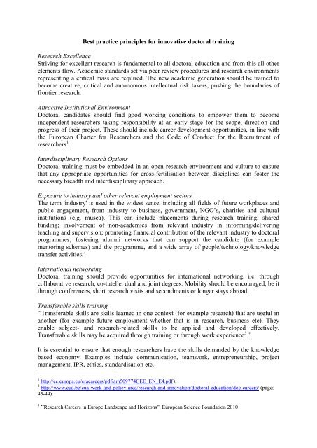 Best Practice Principles For Innovative Doctoral Training Pdf Unica Best Practice Principles For Innovative Doctoral Training Pdf Unica