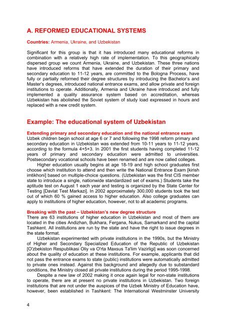 Reforming the educational systems of the former Soviet Union - UNICA