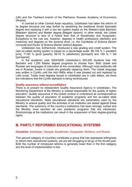 Reforming the educational systems of the former Soviet Union - UNICA