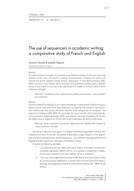 The use of sequencers in academic writing - UniversitÃ© de Caen ...