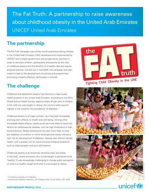 The Fat Truth: A partnership to raise awareness about ... - Unicef