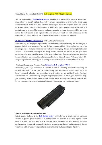 Crucial Tasks Accomplished Best With Dell Inspiron N5010 Laptop Battery.pdf