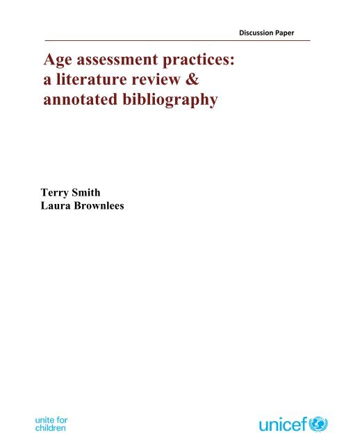 Age assessment practices: a literature review & annotated ... - Unicef