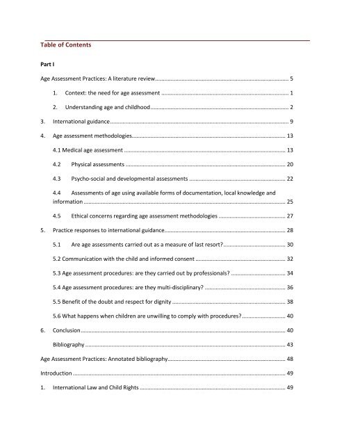 Age assessment practices: a literature review & annotated ... - Unicef