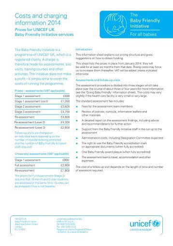 Costs and charging information - Unicef UK