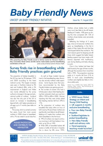 Baby Friendly News 11, August 2002 - Unicef UK