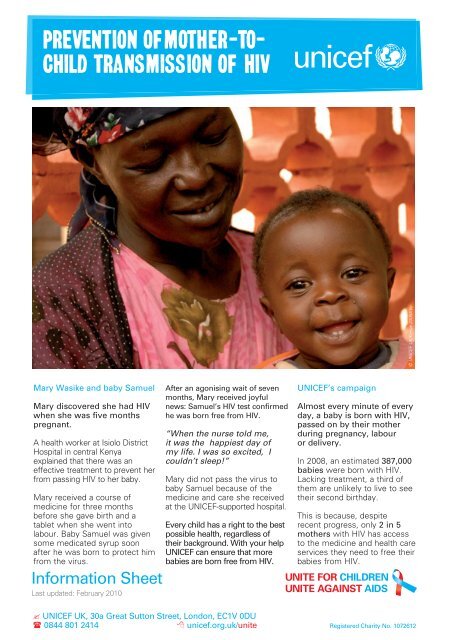 prevention oFmother-to- child transmission oF hiv - Unicef UK
