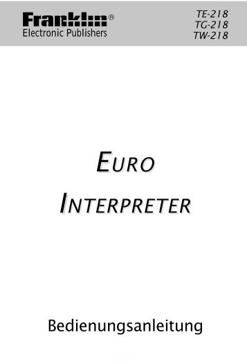 EURO INTERPRETER - Franklin Electronic Publishers