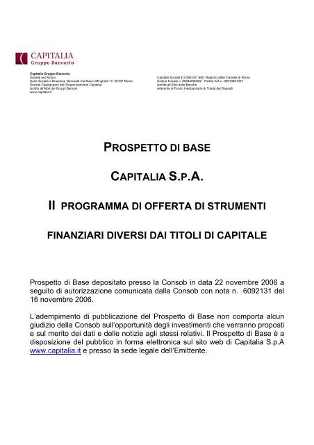 PROSPETTO DI BASE CAPITALIA S.P.A. II ... - UniCredit Group