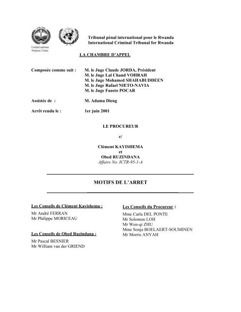 Kayishema et Ruzindana - International Criminal Tribunal for Rwanda