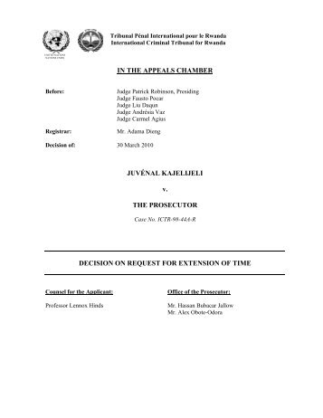 DECISION ON REQUEST FOR EXTENSION OF TIME - International ...