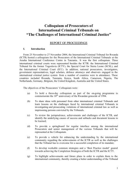 Report of Proceedings - International Criminal Tribunal for Rwanda