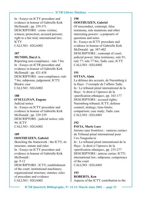 No. 12 - 13, March-June 2002 - International Criminal Tribunal for ...