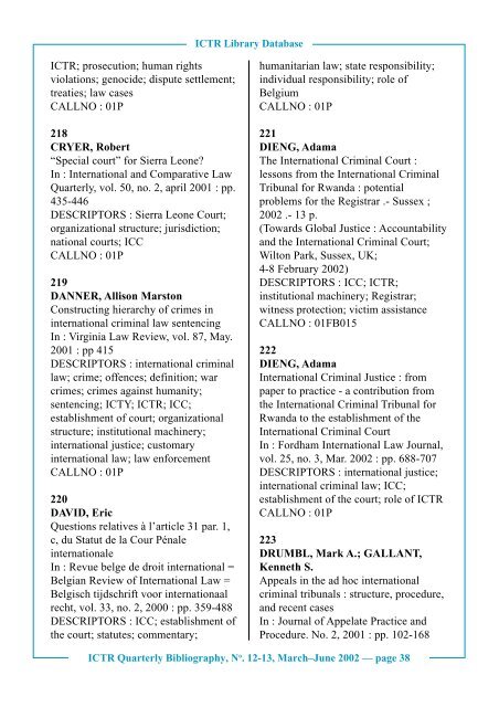 No. 12 - 13, March-June 2002 - International Criminal Tribunal for ...