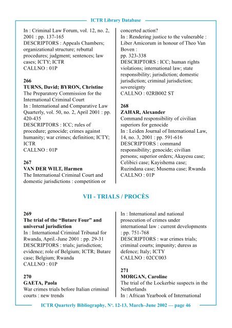 No. 12 - 13, March-June 2002 - International Criminal Tribunal for ...