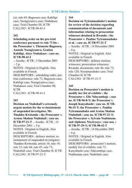 No. 12 - 13, March-June 2002 - International Criminal Tribunal for ...