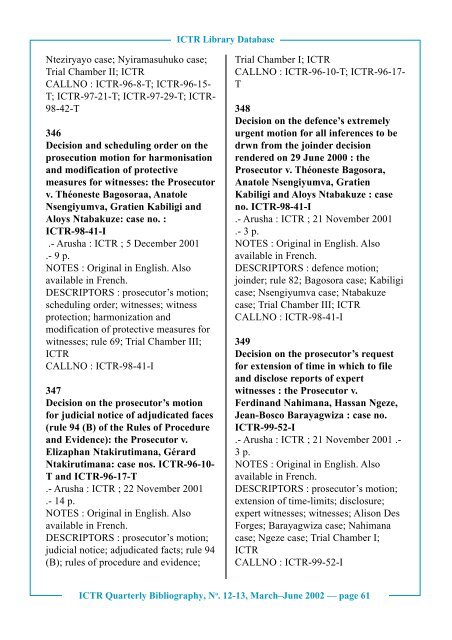 No. 12 - 13, March-June 2002 - International Criminal Tribunal for ...